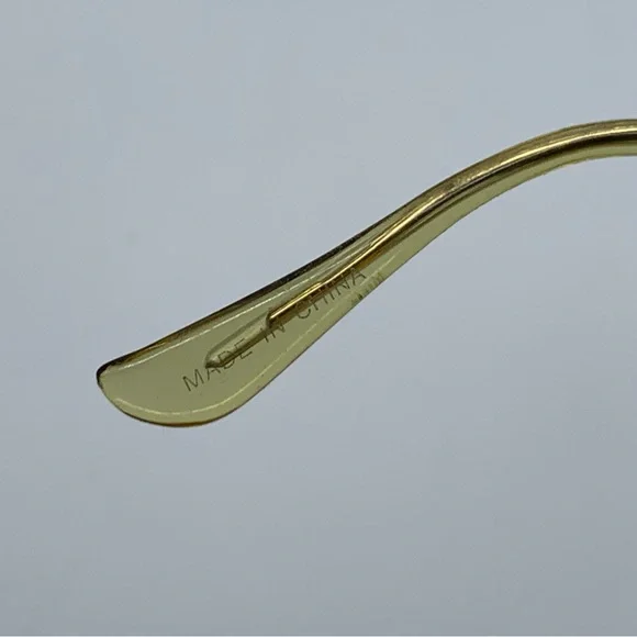 Slim Retro Rimless Rectangular Sunglasses in Gold- Brown - Picture 10 of 11